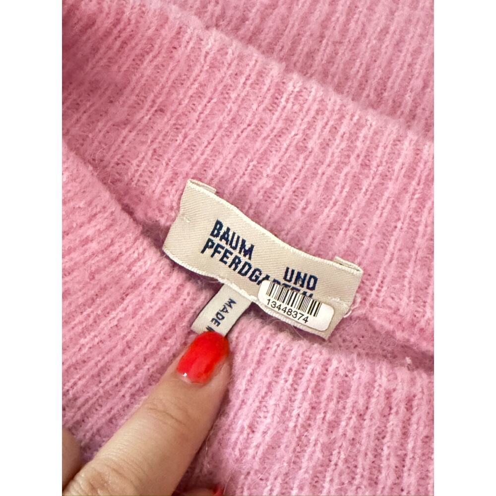 Baum Und Pferdgarten Pink Alpaca Wool Blend Coline Cropped Puff Sleeve Sweater - Picture 7 of 9